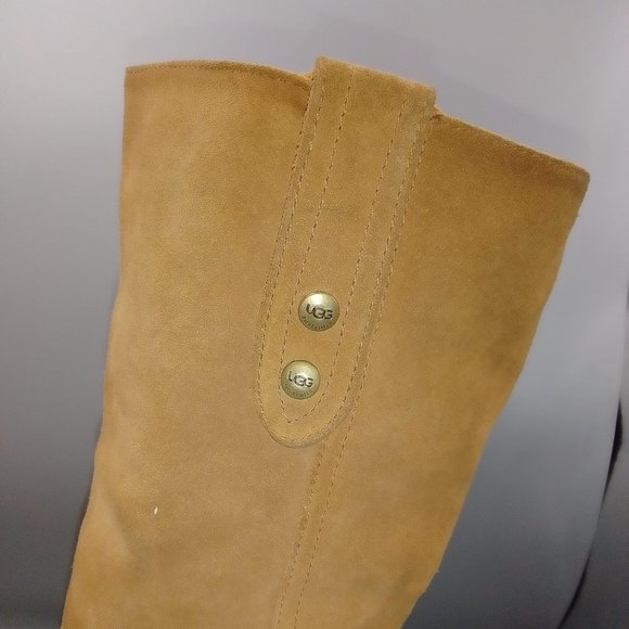 UGG 'Josie' 3214 Brown Heeled Boots Size UK 6 EU 39 Suede Mid-Calf Knee Tan - Picture 8 of 13